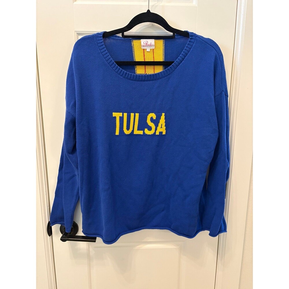University of Tulsa Pink Pineapple Size Large Varsity Sweater